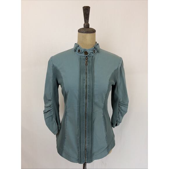 XCVI Jackets & Blazers - NWT XCVI wearables "Janet" Green 3/4 Sleeve Ruched Jacket #0659 Size XS